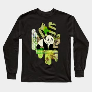 Panda Cub Abstract mixed media digital art collage Long Sleeve T-Shirt